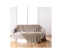 Douceur d'Intérieur Plaid flanelle "Arya" 180 x 220 cm uni Taupe