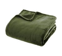 Atmosphera Créateur d'intérieur - Plaid Doux Uni "Flanel" 130x180cm Vert Kaki
