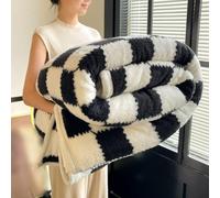 Plaid Flannel Blanket,Autumn Winter Thick Warm Blanket,Soft Cozy Plush Travel Picnic Blankets,Washable Quick-Drying Lightweight Throw Blankets for Sofa Bed Bedroom (Black, 180*200cm/70.87*78.74in)
