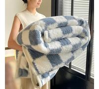 Plaid Flannel Blanket,Autumn Winter Thick Warm Blanket,Soft Cozy Plush Travel Picnic Blankets,Washable Quick-Drying Lightweight Throw Blankets for Sofa Bed Bedroom (Blue, 150 * 200cm/59.06 * 78.74in)
