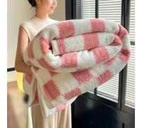 Plaid Flannel Blanket,Autumn Winter Thick Warm Blanket,Soft Cozy Plush Travel Picnic Blankets,Washable Quick-Drying Lightweight Throw Blankets for Sofa Bed Bedroom (Pink, 150 * 200cm/59.06 * 78.74in)