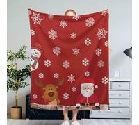 Plaid Flocon Neige Animal Rouge Plaid Enfant Jeté de Canapé Flanelle et Laine Agneau Blanket Conception Recto Verso Couverture Mou Couvre Canape Soins Faciles Couverture Polaire Lavable Plaide 150x200