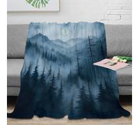 Plaid Forêt 3D Imprimé Microfibre Couverture Douce Canapé Montagne Throw Blanket pour Adulte Chambre Décor Confort 40x50(100x130cm)