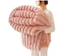 Plaid Fourrure, Couverture Fausse Fourrure de Lapin, Couverture Polaire Moelleuse en Flanelle, Chaude Double Face Doux pour Domicile, comme jeté de canapé ou Couvertures