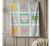 Plaid Fourrure Cœur Rainbow Doux Plaid Flanelle Comfort Couverture Polaire pour Voyages Maison Lits