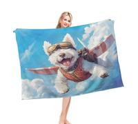 Plaid Fourrure Drôle De Terrier Blanc, Bluesky Diving, Peinture, Sports Douillette Plaid Polaire Moelleux Couverture Canape pour Femme Voyages Maison L