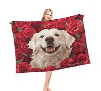Plaid Fourrure Fleur De Roses des Pyrénées Comfort Plaid Polaire Chaude Couverture Polaire pour Lits Voyages Chaises