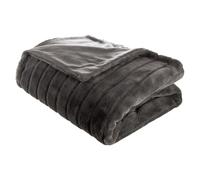 Atmosphera – Plaid Manoir en fausse fourrure gris foncé 180 x 230 cm