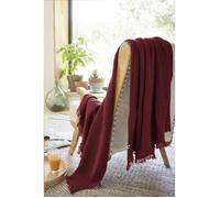 Plaid - GAIA - Bordeaux - 130 x 160 cm - 100% Coton - Doux et Souple