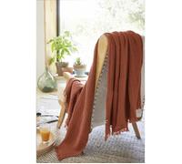 Plaid - GAIA - Terracotta - 130 x 160 cm - 100% Coton - Doux et Souple