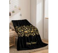 Plaid Golden Animals Feuille Plaid Enfant Jeté de Canapé Flanelle et Laine Agneau Blanket Conception Recto Verso Couverture Mou Couvre Canape Soins Faciles Couverture Polaire Lavable Plaide 150x150cm