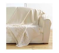 Plaid - Golden Sunset - 125x150 cm - Ecru - Coton Naturel - Design Contemporain