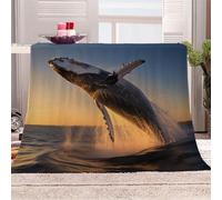 Plaid Grande Taille 180x220 cm Baleine Plaid Pas Cher Couverture en Polyester Chaud et Doux pour canapé lit Voyage extérieur Camping, légère et Pratique EM2130-3036
