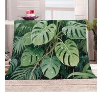 Plaid Grande Taille 180x220 cm Monstera Tropical Plaid Pas Cher Couverture en Polyester Chaud et Doux pour canapé lit Voyage extérieur Camping, légère et Pratique EM2130-1482