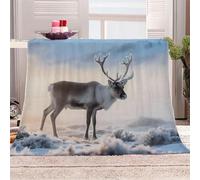 Plaid Grande Taille 180x220 cm Neige D'élan Plaid Pas Cher Couverture en Polyester Chaud et Doux pour canapé lit Voyage extérieur Camping, légère et Pratique EM2130-1439