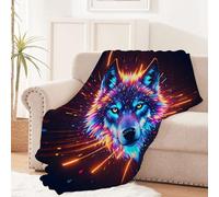 Plaid Grande Taille 180x220cm Fond Noir avec des étoiles Et des Rayures Colorées Plaid Pas Cher Couverture en Polyester Chaud et Doux pour canapé lit Voyage extérieur Camping,légère et Pratique