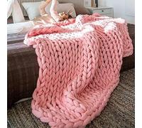 Plaid Grosse Maille, Couverture en Tricot Chunky Plaid Tricot, Couverture TricotéE éPaisse Ultra Douce Faite à La Main, Confortable et Chaud, Canapé-Lit, DéCoration Cadeau ( Color : Pink , Size : 100x