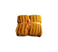 Plaid grosse maille en acrylique - 150x120 cm - Jaune