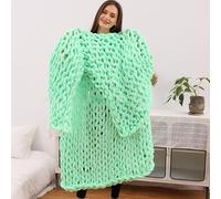 Plaid Grosse Maille, Pelote Laine Grosse Maille Couverture Canapé en Laine Grossière Tissée À La Main, Tricoté Jette pour Lits Chunky tricoté Couverture Tricoté Jeter (D 180 × 200cm)