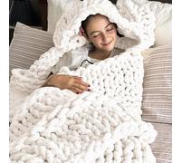 Plaid Grosse Maille, Pelote Laine Grosse Maille Couverture Canapé en Laine Grossière Tissée À La Main, Tricoté Jette pour Lits Chunky tricoté Couverture Tricoté Jeter (A 130 × 170cm)