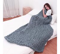 Plaid Grosse Maille, Pelote Laine Grosse Maille Couverture Canapé en Laine Grossière Tissée À La Main, Tricoté Jette pour Lits Chunky tricoté Couverture Tricoté Jeter (F 150 × 150cm)