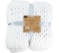 - Plaid grosses mailles Chunky 120 x 150 cm blanc