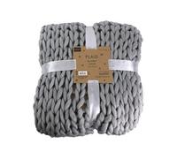 PLAID GROSSE MAILLE CHUNKY GRIS 120X150CM