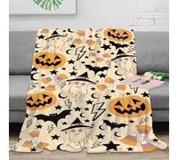 Plaid Halloween 3D Imprimé Citrouille Fantôme Couverture Microfibre Décoration Sorcière Chauve-Souris Jeté Doux pour Canapé Chambre 40x50(100x130cm)