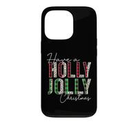 Plaid Have A Holly and Jolly Merry Christmas en Forme de léopard et de Buffle Coque pour iPhone 13 Pro