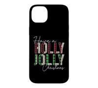 Plaid Have A Holly and Jolly Merry Christmas en Forme de léopard et de Buffle Coque pour iPhone 14 Plus