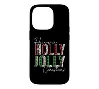 Plaid Have A Holly and Jolly Merry Christmas en Forme de léopard et de Buffle Coque pour iPhone 14 Pro