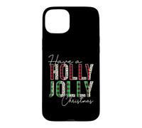 Plaid Have A Holly and Jolly Merry Christmas en Forme de léopard et de Buffle Coque pour iPhone 15 Plus