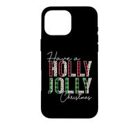Plaid Have A Holly and Jolly Merry Christmas en Forme de léopard et de Buffle Coque pour iPhone 16 Pro Max