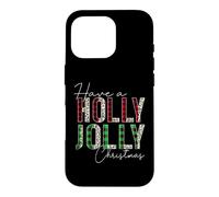 Plaid Have A Holly and Jolly Merry Christmas en Forme de léopard et de Buffle Coque pour iPhone 16 Pro