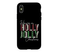 Plaid Have A Holly and Jolly Merry Christmas en Forme de léopard et de Buffle Coque pour iPhone X/XS