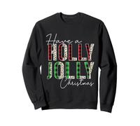 Plaid Have A Holly and Jolly Merry Christmas en Forme de léopard et de Buffle Sweatshirt