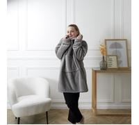 Home Deco Factory – Sweat Plaid TX0070, effet nid d'abeille, intérieur sherpa, taille unique, gris