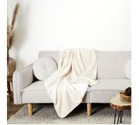 Home Deco Factory Plaid 'The Plaid' en polyester, doublure Sherpa bouclée 120 x 150 cm