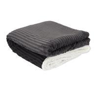 Home Deco Factory – Plaid The Plaid TX9160 – Flanelle côtelée doublure Sherpa 180 x 220 cm Gris