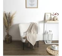 HOME DECO FACTORY, TX0092, Plaid Nid d'abeille Beige et Taupe 125x150 cm - Textile d'Intérieur Doux et Élégant, Idéal comme Jeté de Lit ou Couverture, Confort et Style Assurés - Beige et Taupe
