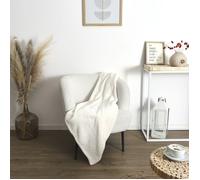 Plaid - Home Deco Factory - Nid D'abeille - Effet Sherpa - Blanc