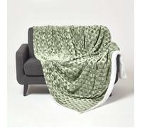 HOMESCAPES Plaid Polaire Ultra Doux Vert Sauge et Revers Sherpa, jeté de canapé ou Dessus de lit, 130X160 cm