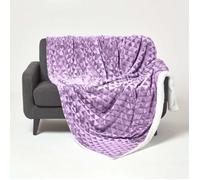 Plaid - HOMESCAPES - Violet clair - 160 x 200 cm - Revers sherpa - Lavable en machine