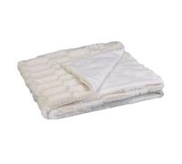 HOME DECO FACTORY - TX8116, Couverture en Piel Sintética con Asa de Transporte, Ideal para el Hogar, Suave y Cálida, Perfecta para Sofás y Camas, 120 x 150 cm, Blanca