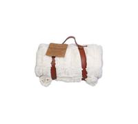 HOME DECO FACTORY - TX8116, Couverture en Piel Sintética con Asa de Transporte, Ideal para el Hogar, Suave y Cálida, Perfecta para Sofás y Camas, 120 x 150 cm, Blanca