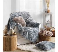 Douceur d'Intérieur, Plaid Chaud Hiver Antartic, 125 x 150 cm, Imitation fourrure et polaire, Gris