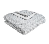 Atmosphera - Plaid fausse fourrure bouclée 120 x 160 cm Gris clair