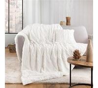Douceur d'Intérieur Plaid Foxy chaud 125 x 150 cm imitation fourrure et Sherpa Naturel