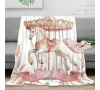 Plaid Imprimé 3D Motif Carrousel Microfibre Décor Maison Jeté Cheval Doux pour Canapé Chambre Adulte 40x50(100x130cm)