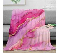Plaid Imprimé 3D Motif Marbre Rose Microfibre Doux Pink Marble Throw Blanket Décor Canapé Chambre Adulte 60x80(150x200cm)